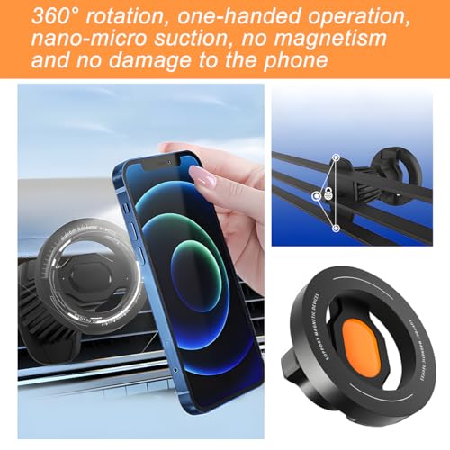 Car Phone Holder, Magnetic 360° Rotation Adjustable Vehicle Phone Mount Changer with Clip, Automotive Air Dashboard Vent Cellphone Holder, Universal for SUV RV Truck (Orange) - color: Orange