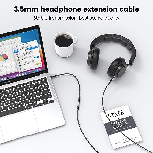 MOSWAG 6.6FT 3.5mm Male to Female Extension Cable with Microphone Stereo - color: Black, size: 6.6 ft