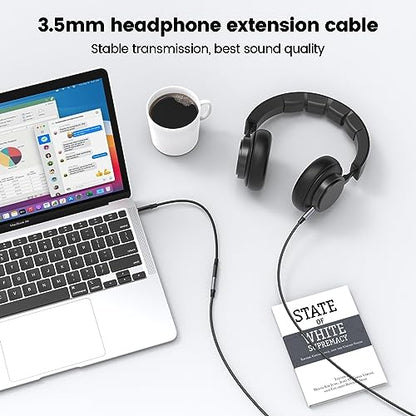 MOSWAG 13.12FT 3.5mm Male to Female Extension Cable with Microphone Stereo - color: Black, size: 13.12 ft