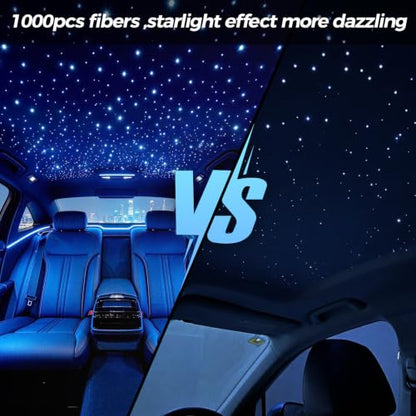 Twinkle Starlight Headliner Light,32W 1000pcs 13.1ft LED Star Ceiling Fiber Optic Light Kit APP/Remote Control for Car/Home/Party - size: 1000pcs*0.029in*13.1ft