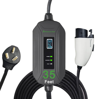 PRIMECOM Level 2 Electric Vehicle (EV) Charger (220V / 240Volt, 16Amp) Portable EVSE Smart Electric Car Charger, 30', 40', and 50 Feet Lengths (NEMA 10-50P, 35 Feet)