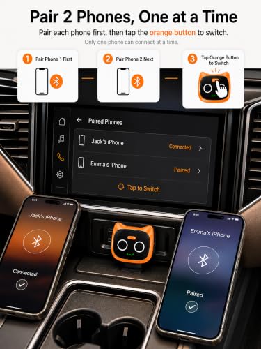 Wireless CarPlay & Android Auto Adapter, Two-Phone Switch Button