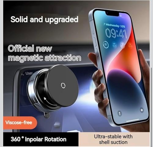Aura Avenue Magnetic Vacuum Suction Mobile Phone Holder for Car & Desk | Super Strong Suction | 360° Rotation | Universal Dashboard, Glass & Desktop Mount