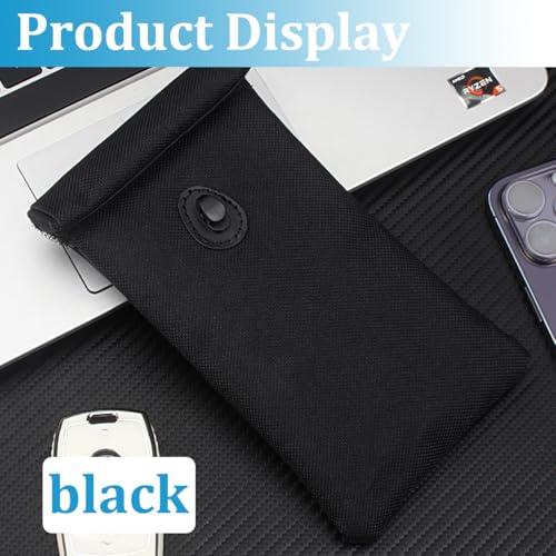 2PCS Faraday Bags for Car Key, Anti-Tracking Vehicle Faraday Key Fob Protector Cage for Privacy Protection, RFID Anti-Theft Automotive Signal Blocking Pouch, Universal Fit (Black) - color: Black