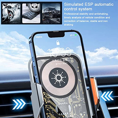 Wireless Car Charger Mobile Phone Holder Punk Cell Phone Mount Fast Auto Clamping Automatic Bracket Auto Universal Dashboard/Windshield/Window for 5.74in-6.49in Phones (Blue) - color: Navy blue