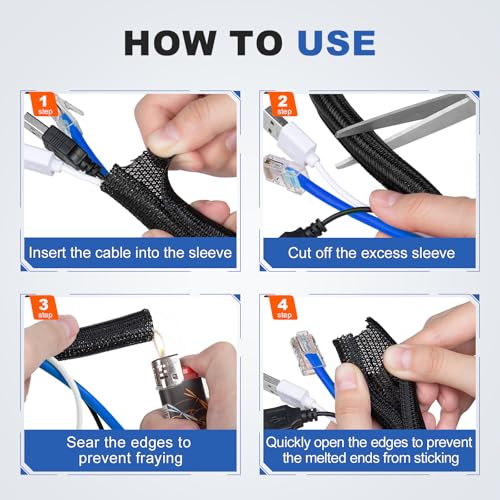 1-1/4" Cable Management Loom Wrap Sleeve Cord Wire Hider Organizer Covers - size: 1-1/4"-16ft