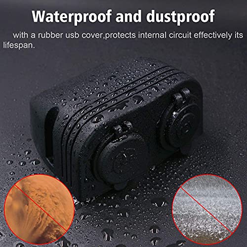 Waterproof Dual USB Charger Power Adapter (5V 2.4A / QC3.0 Quick Charge 3.0) + Cigarette Lighter Socket Tent Type Panel 12 / 24V DC for Car Motorcycle Boat Marine ATV RV