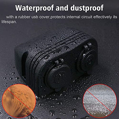 Waterproof Dual USB Charger Power Adapter (5V 2.4A / QC3.0 Quick Charge 3.0) + Cigarette Lighter Socket Tent Type Panel 12 / 24V DC for Car Motorcycle Boat Marine ATV RV