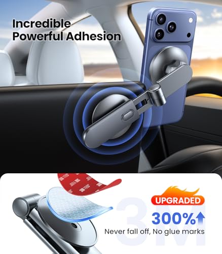 VICSEED Tesla Phone Mount【Strongest Magnet Power】 Foldable Hidden Tesla Phone Holder Fit for All Phones, Tesla Model 3/Y/Cybertruck Accessories, Tesla Model 3 Model Y for MagSafe Car Mount - Blue - color: Deep Blue