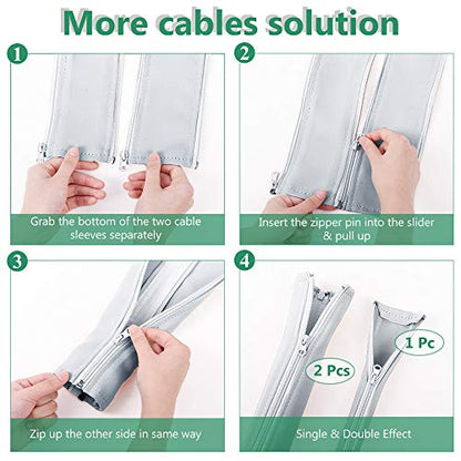 StangH Office Cable Management kit with Zipper 19 Inch, 4 Pieces -White - color: Greyish White, size: 19"L x 3.5"W-4PACKS