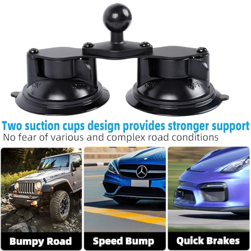 Tablet Mount with Dual Suction Cup Base for Truck Car Windshield, Aluminum Arm Heavy Duty Tablet Suction Holder for Window, Compatible with iPad Pro 12.9" Air Mini 6.5-13" Tablets