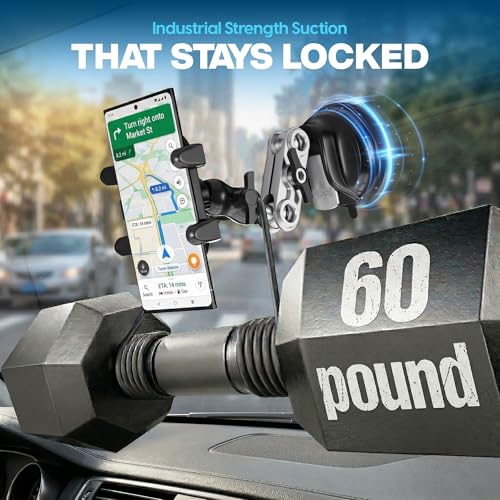 POV Car Recording Mount Atlas Suction Phone Mount for Windshield & Dashboard, 360° Adjustable Arm, Hands-Free Filming for TikTok, Driving Videos & Navigation
