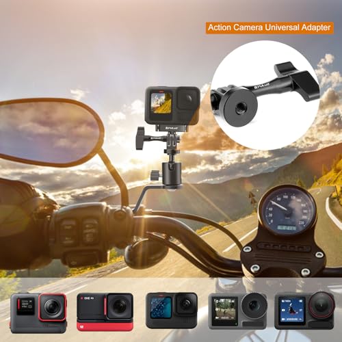 PULUZ Motorcycle Camera Mount, Mirror Action Cam Holder for POV Vlog - size: Rearview Mirror Mount