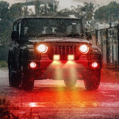 Nilight 4 inch LED Light Pod Red Triple Row 2PCS 60W Flood Spot Combo Driving Fog Lights Fishing Hunting Emergency Safety Signal Deck Trailer Lighting for UTV Pick-up Van Boat Tractor - color: Red Led Pods