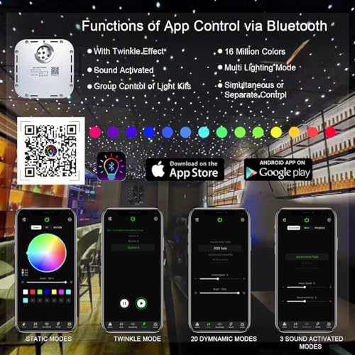 AKEPO Car Home 32W Twinkle Fiber Optic Light Engine, Bluetooth APP Control+Music Activated+28-Key Remote Control for Fiber Optic Star Ceiling - size: 32W Twinkle
