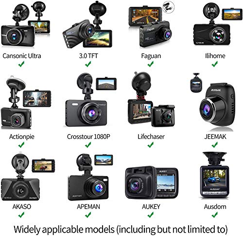 TiToeKi Dash Cam Suction Mount with 15+ Swivel Ball Adapters Compatible with Rexing V1, UGSHD, Falcon F170, KDLINKS, Vantrue, APEMAN, Z-Edge, Roav, Old Shark, YI, Peztio, UGSHD and Most Dash Cameras