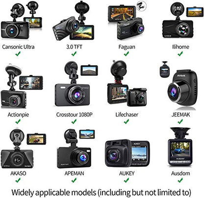 TiToeKi Dash Cam Suction Mount with 15+ Swivel Ball Adapters Compatible with Rexing V1, UGSHD, Falcon F170, KDLINKS, Vantrue, APEMAN, Z-Edge, Roav, Old Shark, YI, Peztio, UGSHD and Most Dash Cameras