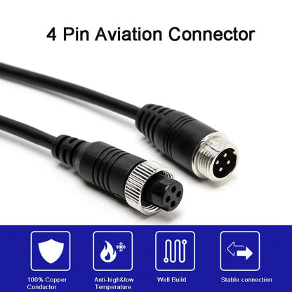 4PIN Aviation Extension Cable for Backup Camera Video Power Wire Waterproof Shockproof Reverse Rearview Monitor System for Car Truck Van Bus RV Camper Motorhome Trailer 16ft 5m - style: 16ft(5m)