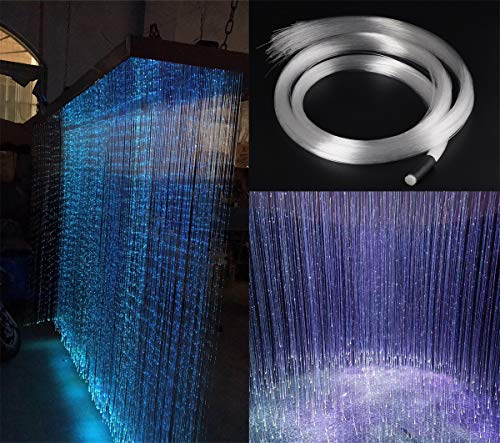 AZIMOM 50pcs PMMA Plastic Flash Point Fiber Optic Strands Light Side Glow Curtain Waterfall Optical 0.04in 6.5ft Fiber Cables for LED Light Engine Driver Source - size: 50pcs*0.04in*6.5ft