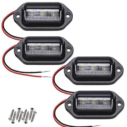 LED License Plate Light, 12V-24V DC Waterproof Lamp Taillight, 4PCS White - color: White, size: 4pcs LED license plate light