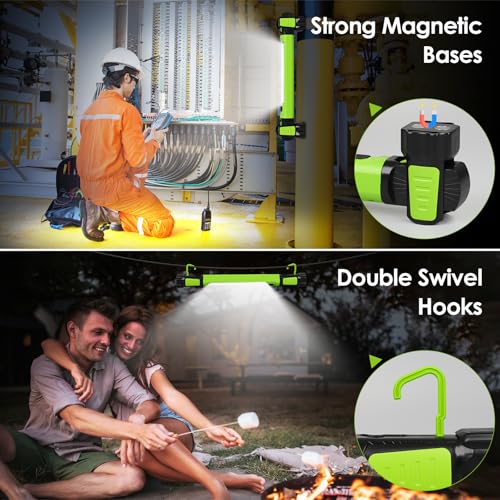 Ropelux Mechanic Work Light Bar with 2500LM 5200mAh Battery, Green 3 Pcs - color: Green