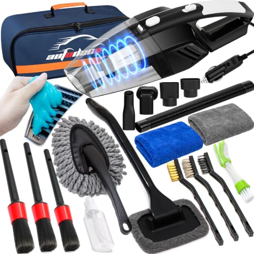 20Pcs Car Cleaning Wash Kit Interior Detailing Cleaner Kit with High Power Handheld Vacuum, Brush Set, Windshield Tool, Duster, Towels, Complete Car Care Tools, Blue - color: Blue, size: 20Pcs