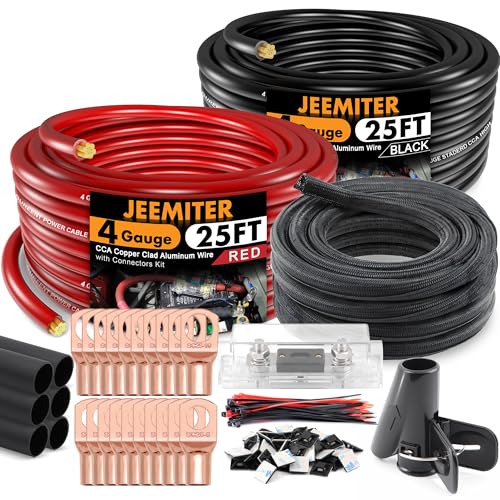 4 Gauge Wire Battery Cable CCA 50ft with 100A Fuse,Cable Sleeve for Car Amp - size: 50FT Wire + ANL Fuse + Cable Sleeve