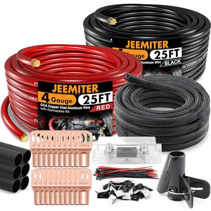 4 Gauge Wire Battery Cable CCA 50ft with 100A Fuse,Cable Sleeve for Car Amp - size: 50FT Wire + ANL Fuse + Cable Sleeve