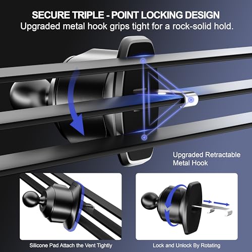 aetos for MagSafe Car Mount. Elegant Magnetic Air Vent Phone Holder with 20 Strong N52 Magnets & Metal Hook. Classic Minimalist Design for iPhone 17 16 15 14 13 12 Pro Max & MagSafe Cases