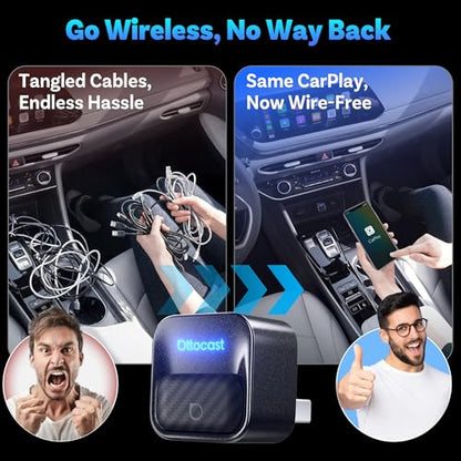 OTTOCAST Mini Core 2-in-1 Wireless CarPlay & Android Auto Adapter Mini Cube