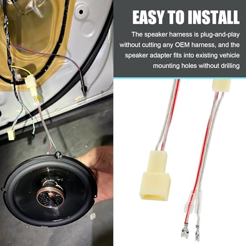 MLY 4 PCS Car Door Speaker Wiring Harness Adapter, Plug and Play with 2-Pin Copper Terminals, Compatible with Mitsubishi Subaru Aftermarket Door Speakers & Radios (White