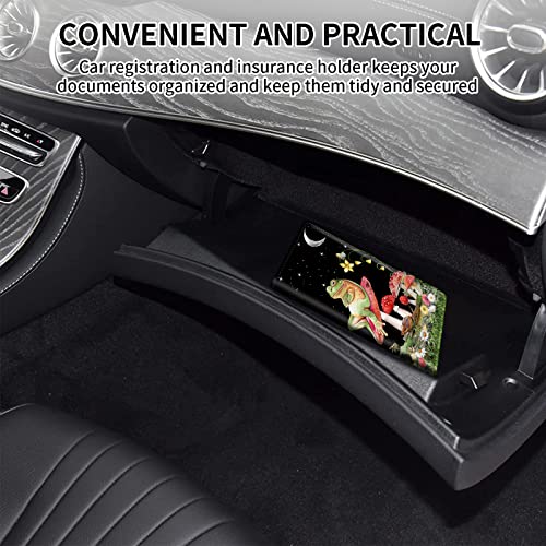 Car Registration and Insurance Card Holder, Premium PU Leather Vehicle Wallet Cover for Glove Box Car Organizer Drivers License/Cards/ID Essentials Document Holder, Aesthetic Mushroom Frog - color: Aesthetic Mushroom Frog
