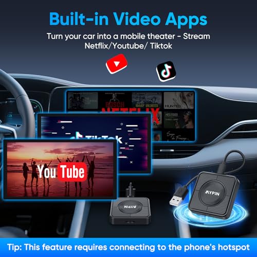 Upgraded Wireless CarPlay Adapter,Support Netflix YouTube, Plug & Play - style: with WIFI