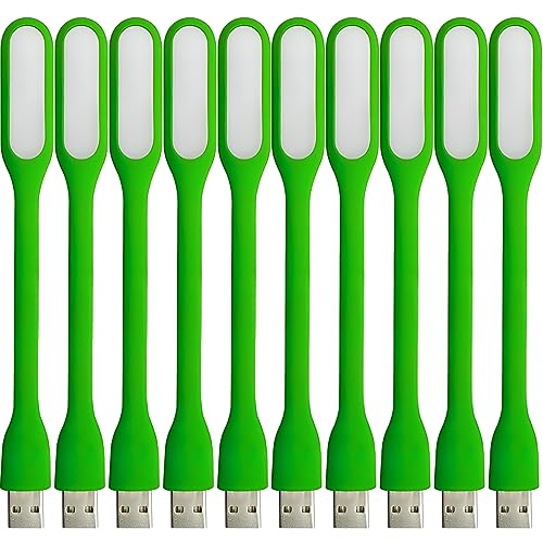 USB LED Light Lamp for Power Bank, Portable Eye Care Mini Night Light with Flexible Arm, USB Gooseneck Reading Lamps Book Light,Compatible for Desktop, Notebook Laptop (10-Green) - color: 10PCS-Green