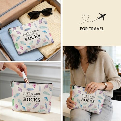 Rock Lover Gifts Makeup Bag, Healing Crystals Lover Gifts Cosmetic Bags - color: Multicolor 019