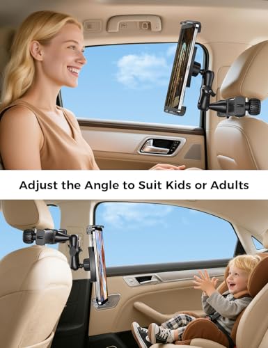 OHLPRO Tablet Holder for Car Headrest,360°Adjustable Clip Arm Tablet Mount for Car Backseat,Gifts Road Trip Essentials for Kids,Fits for 5-13" Device Like iPad Pro, Air, Mini, Galaxy, Fire - size: 5-13" Device