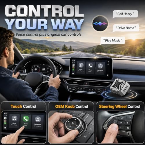 Wireless Carplay Adapter for Android and Apple Auto Bluetooth Car Play 2026 Inalámbrico for iPhone USB C Devices Accessories Mini Portable Smart 2 in 1 Link Upgraded Pro Vehicle Kit