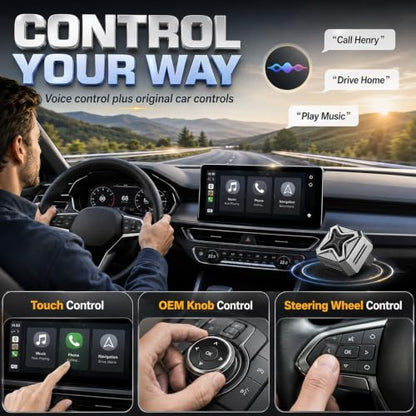 Wireless Carplay Adapter for Android and Apple Auto Bluetooth Car Play 2026 Inalámbrico for iPhone USB C Devices Accessories Mini Portable Smart 2 in 1 Link Upgraded Pro Vehicle Kit
