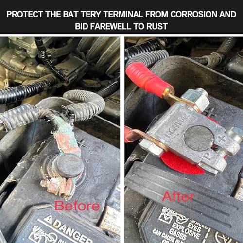Battery Terminal Connectors, Military Spec Positive Negative Heavy Duty Auto Car Marine Battery Terminal,with 4 Pcs 2 Gauge 3/8" Copper Lugs,4 Heatshrink,2 Cover and Anti Corrosion Washers (Large Kit) - size: Terminal Package - Large Kit