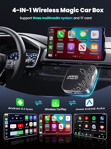 4-in-1 Wireless CarPlay Adapter for Streaming Netflix/YouTube/TikTok/TF Card, 2026 Magic Video AI Box & Android Auto Dongle [Dual Band WiFi, Autolink Pro] Plug & Play, Fits for OEM Wired Car Play Car