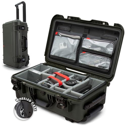 NANUK 935 Pro Photo Kit – Waterproof Travel Camera Hard Case with Padded Dividers and Wheels, 22” x 14” x 9” - Dustproof and Impact Resistant, Airline Carry-On Approved – Olive - color: Olive - Pro Photo Kit