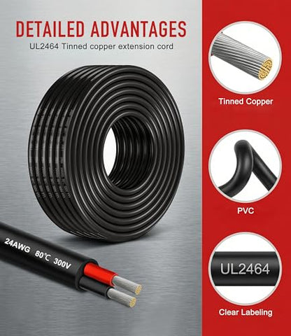 XINWANG 20AWG 2-Conductor Electrical Wire, UL2464, 32.81FT - size: 20AWG-2C(2x0.52mm²)-10M