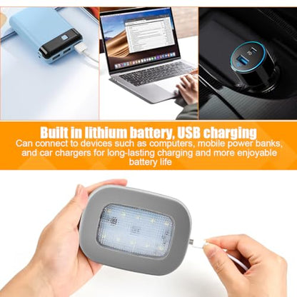 Car Interior Ceiling Roof Lights, 10LED Magnetic USB Rechargeable Vehicle Dome Lamp, Wireless Battery Powered Automotive Roof Lights, Universal for SUV Caravan Truck (Gray) - color: Gray