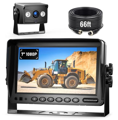ZEROXCLUB 7" 1080P Wired Rear View Backup Camera System, Dual Split Screen IP69K Waterproof Reverse Camera, Vibration-Proof 10G for Tractor, Truck, Trailer, Combine, Heavy Equipment, BH701 - size: 7"-1 Cam