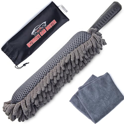 TAKAVU Car Duster Interior, Double-Sided Microfiber, Comfort Handle - size: Microfiber Mesh