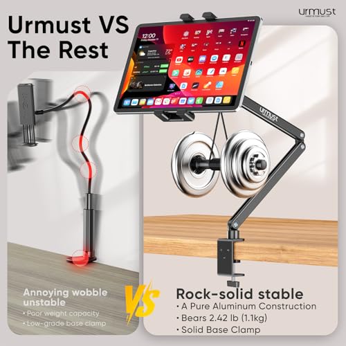 Urmust Portable Monitor Stand 15.6" Dual Arm iPad Stand for Desk - size: 2 Arm Pro-Up to 18.5"