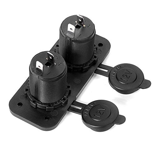 Motorcycle Car Cigarette Lighter Splitter 12V 24V Waterproof Power Socket Adapter Dual Plate Panel Mount Charger + 4 Screws 4 Screw Caps