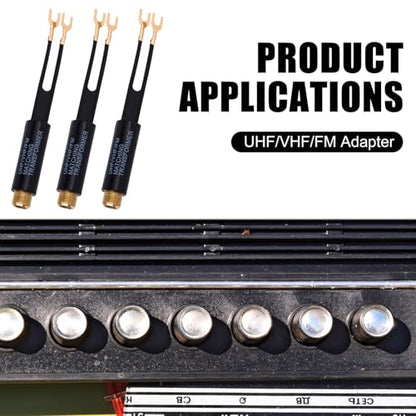 5pcs 75 Ohm to 300 Ohm Coax Adapter, UHF/VHF/FM Match Transformer Converter - color: black+gold