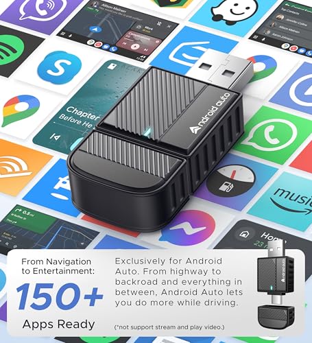 Bytewave Wireless Android Auto Adapter, USB A/C Car Dongle with NFC & WiFi