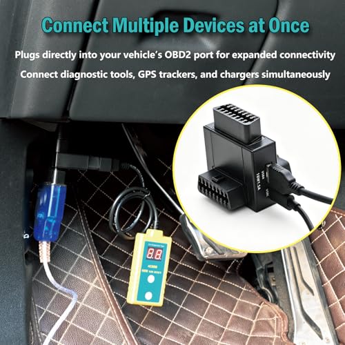 iKKEGOL OBD2 Splitter Adapter, OBD II 16 Pin 1 Male to 2 Female Extension Cable with USB & USB-C Charging Ports, OBD2 Y Splitter 2 Way Dual Converter for Diagnostic Scanner Dash Cam (Top Widest) - color: Top Widest